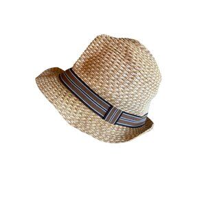 Henschel Hat Co. USA Tan Straw Fedora Hat W/ Striped Accent Band XL